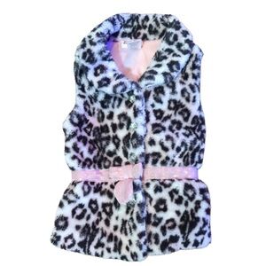 Little Lass Leopard Print Vest with Pink Belt
